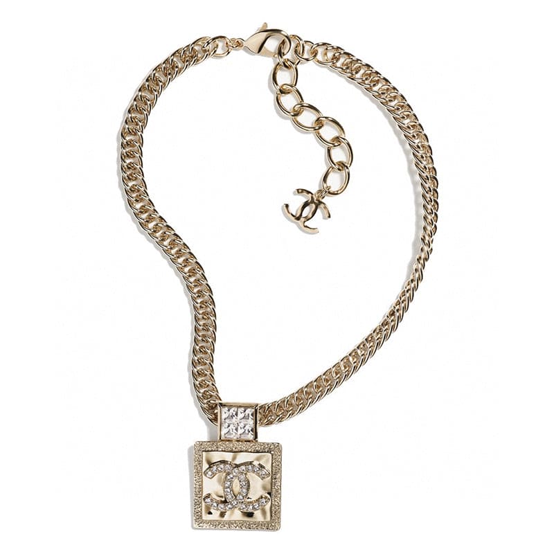 Chanel Metal & Diamond Pendant Necklace