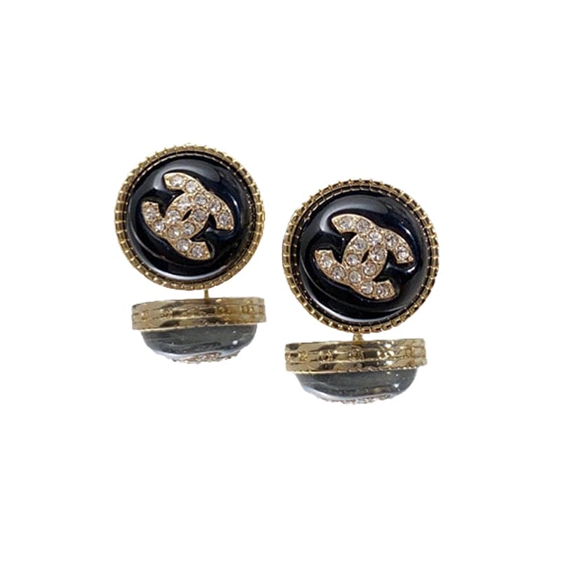 Chanel Pearl Crystal Stud Earrings - 18K Yellow Gold