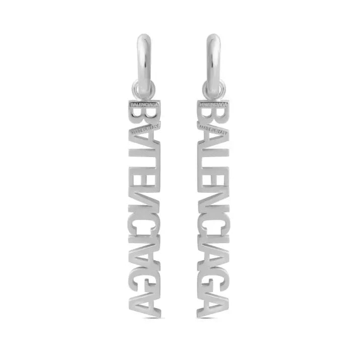 Balenciaga Typo Mirror Hoop Earrings - 18K Gold