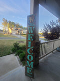 Personalized Teal and Gold Welcome Porch Sign - 5 ft