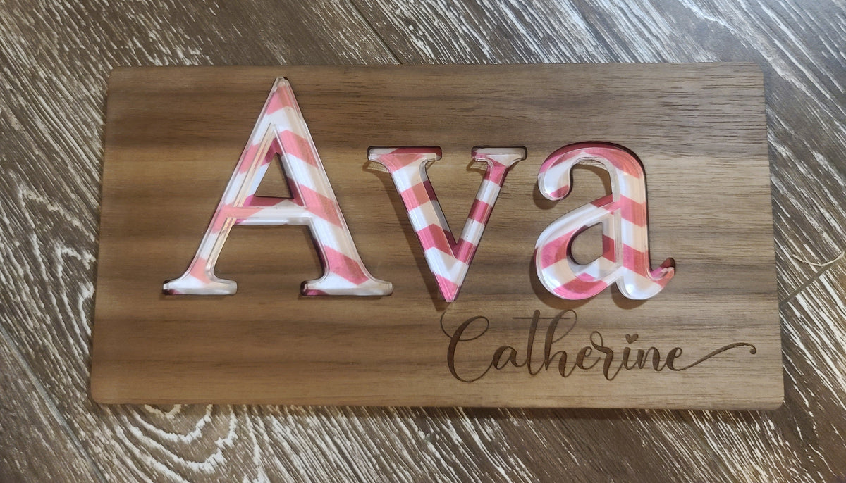 Personalized Wood and Acrylic Name Puzzle - Chevron