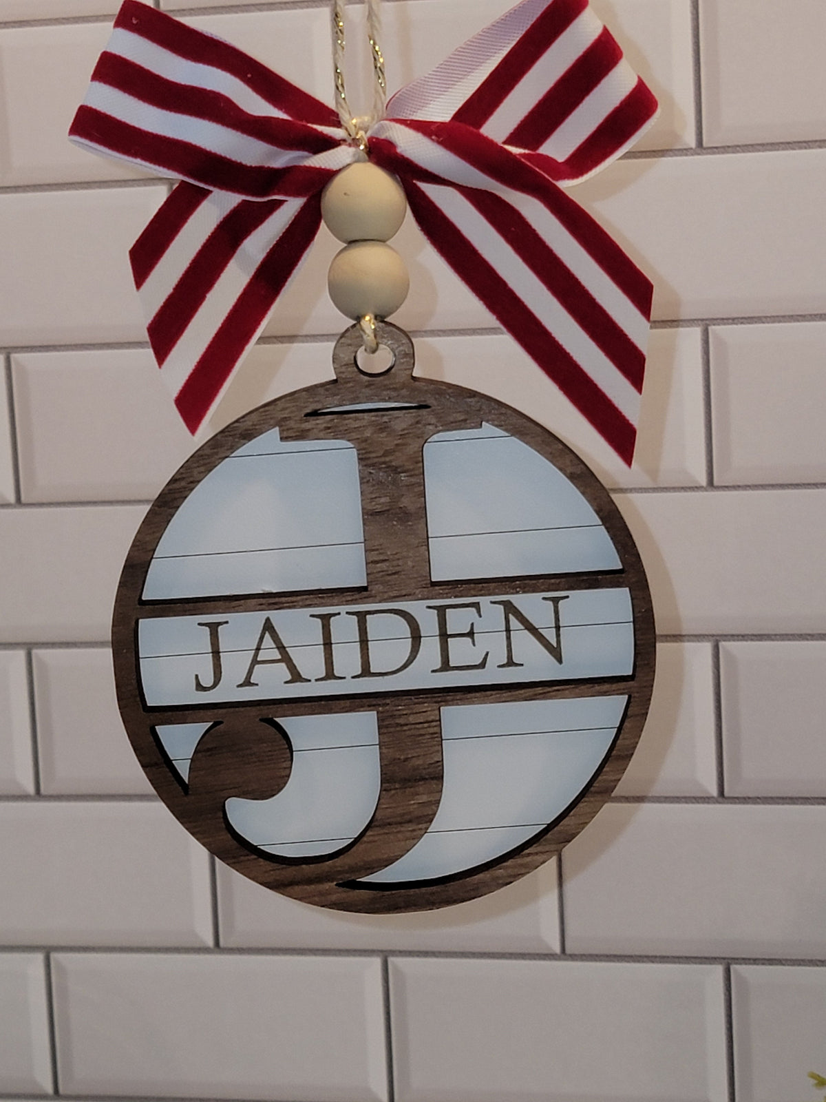 Personalized Round Shiplap Name Ornament