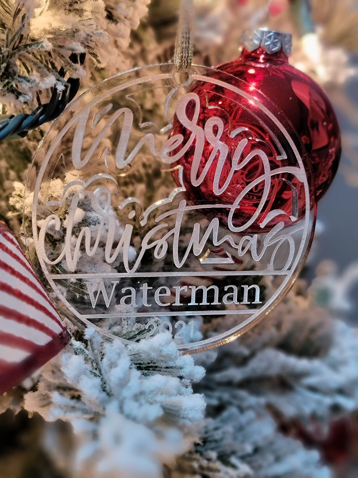 Personalized Merry Christmas Family Acrylic Ornament