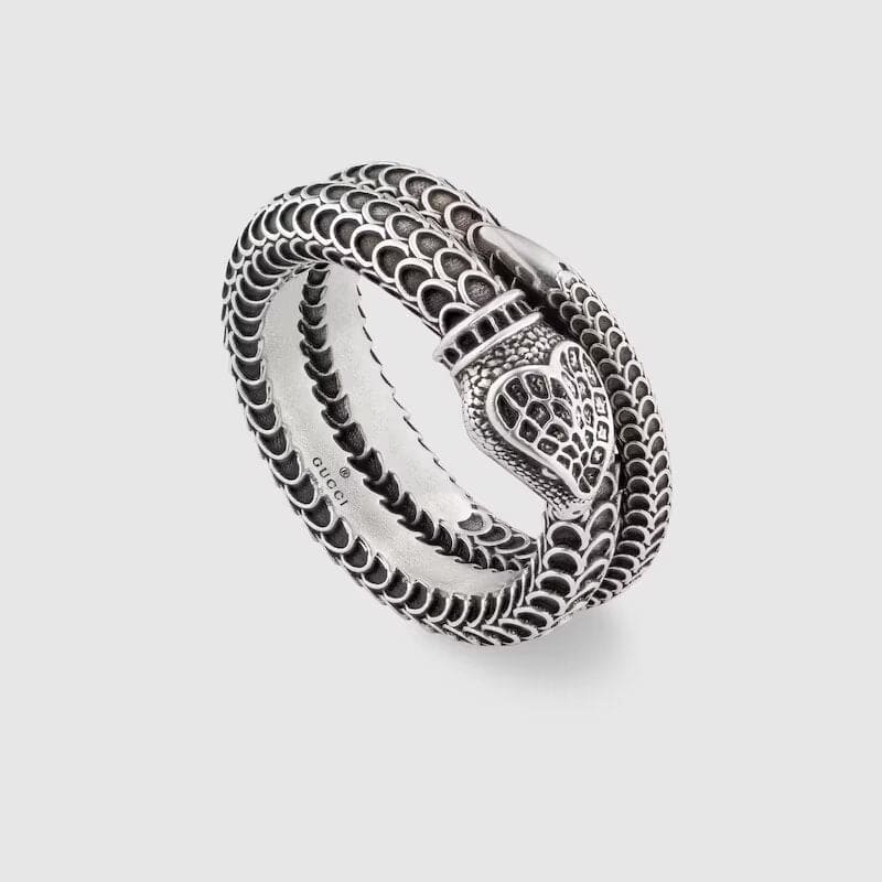Gucci Double G Garden Silver Snake Ring