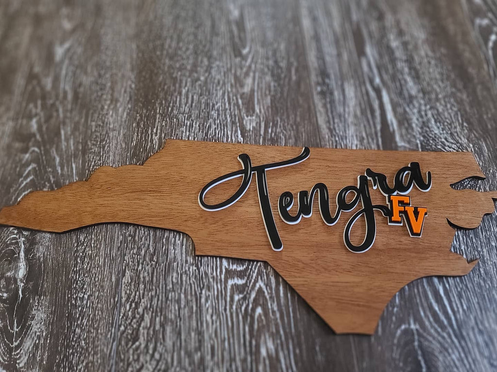 Personalized NC State Family Name Sign - Maple Wood