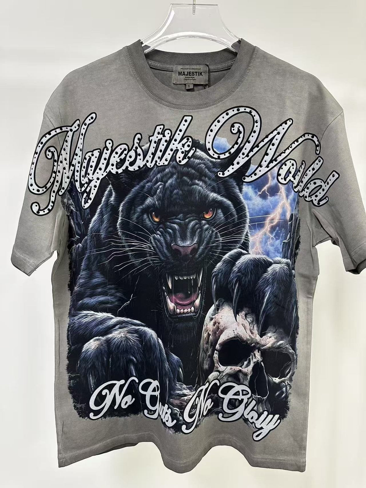 MAJESTIK Panther Skull Graphic T-Shirt — front