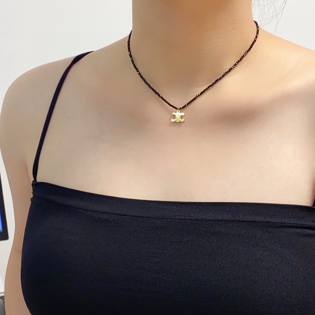 Celine Black Crystal Necklace