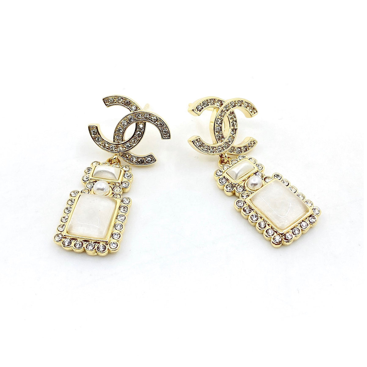 Chanel Perfume Bottle Earrings - 18K Yellow Gold