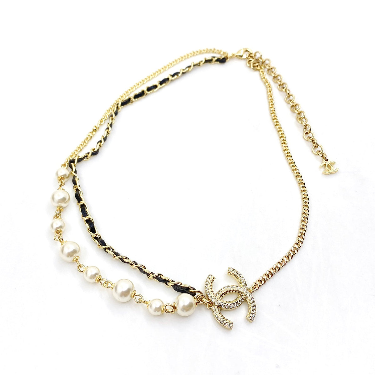 Chanel Pearls & Leather Necklace