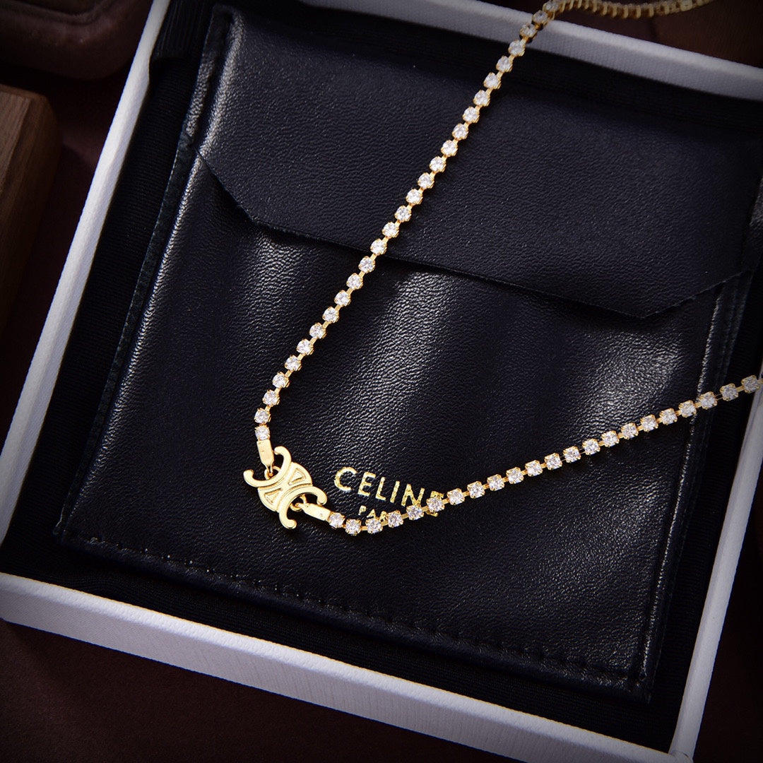 Celine Triomphe Crystal Necklace