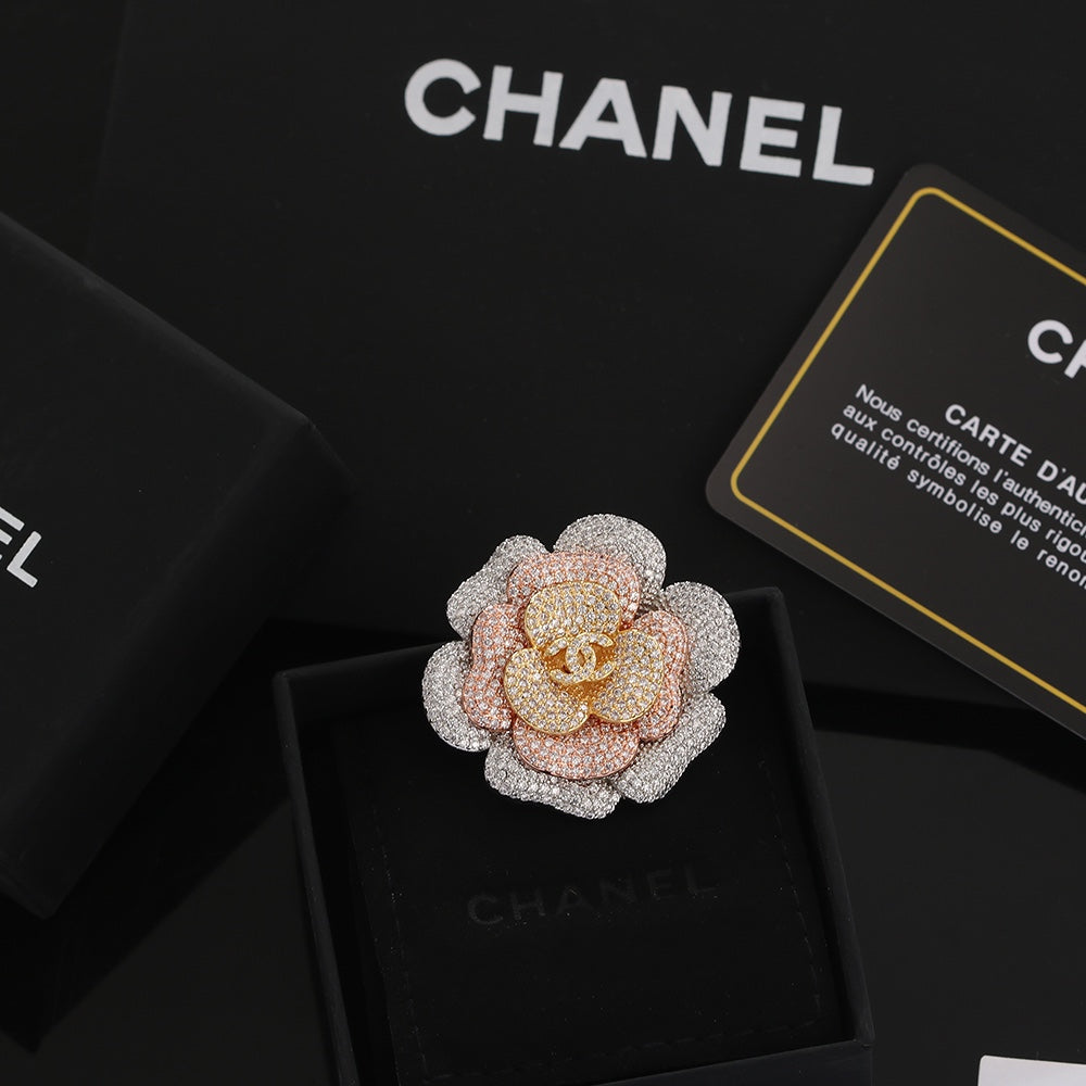 Chanel Camellia Pink Diamond Brooch