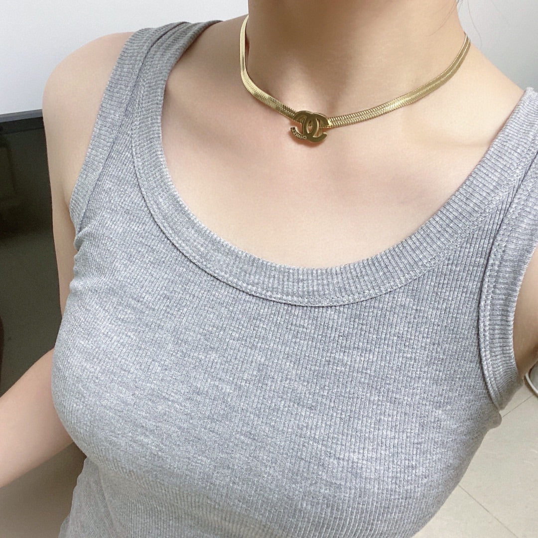 Chanel Gold Chain Choker Necklace