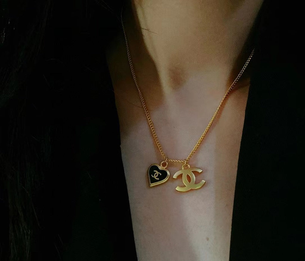 Chanel Black Heart Necklace