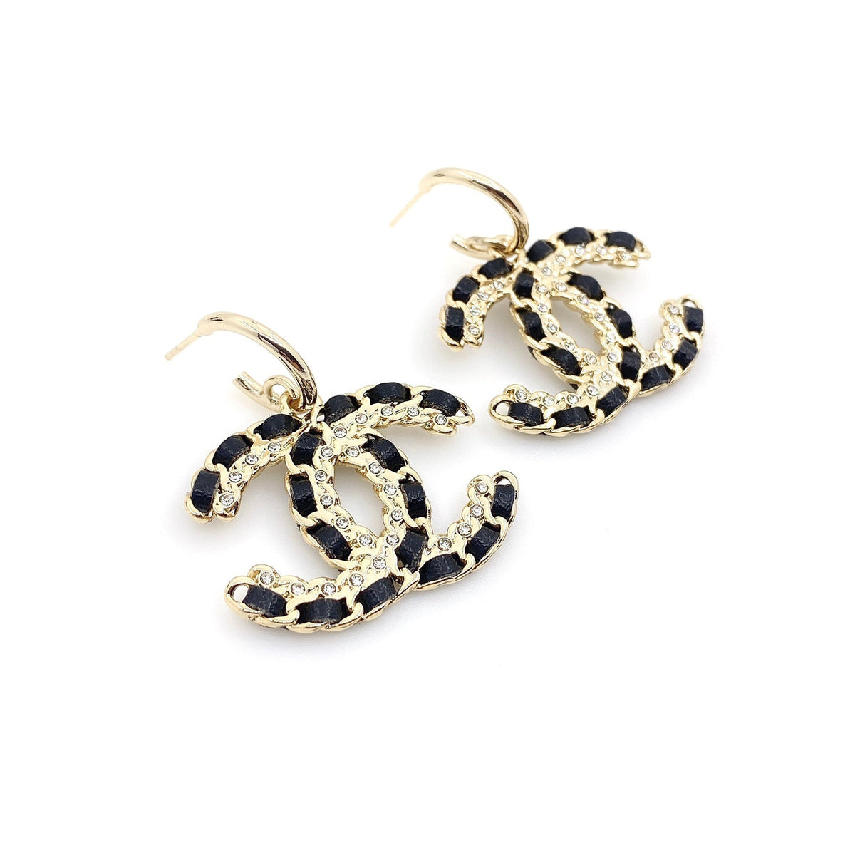 Chanel Pendant Leather Earrings - 18K Yellow Gold