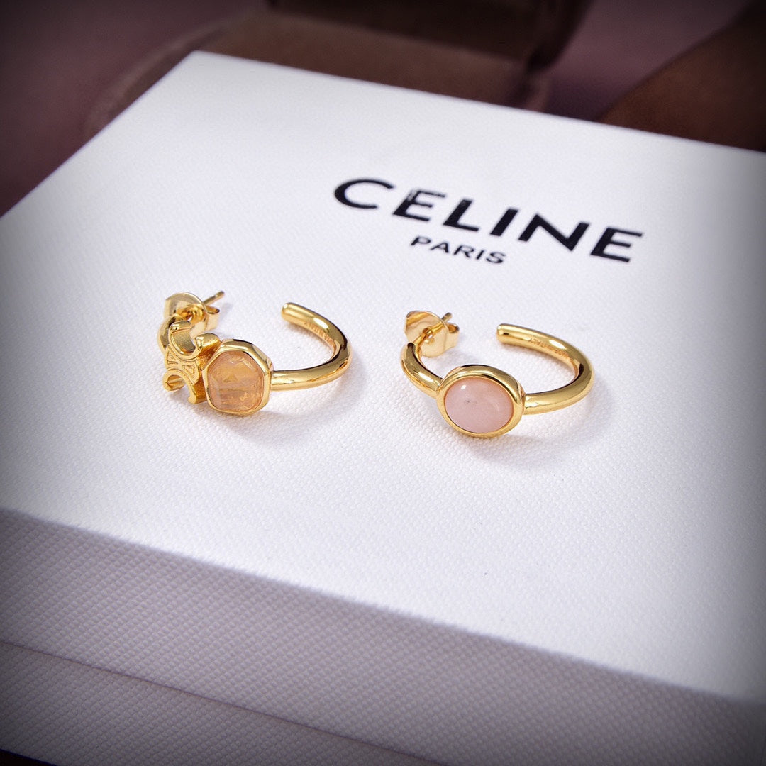 Celine Triomphe Indie Hoops Earrings - 18K Yellow Gold