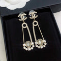 Chanel Crystal Pendant Earrings - 18K Yellow Gold