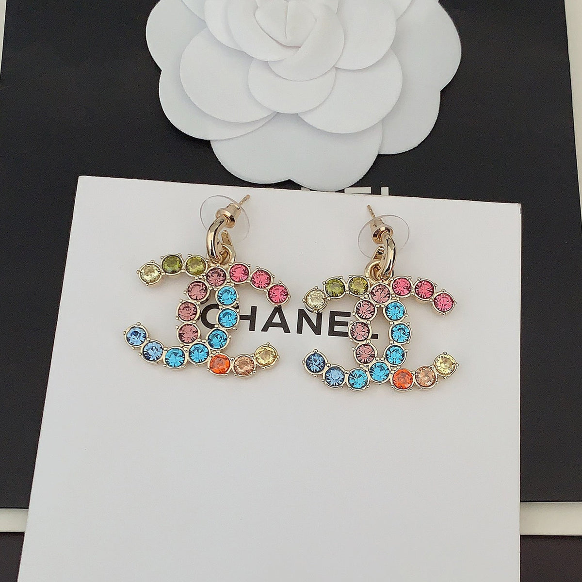 Chanel Color Crystal Earrings - 18K Yellow Gold