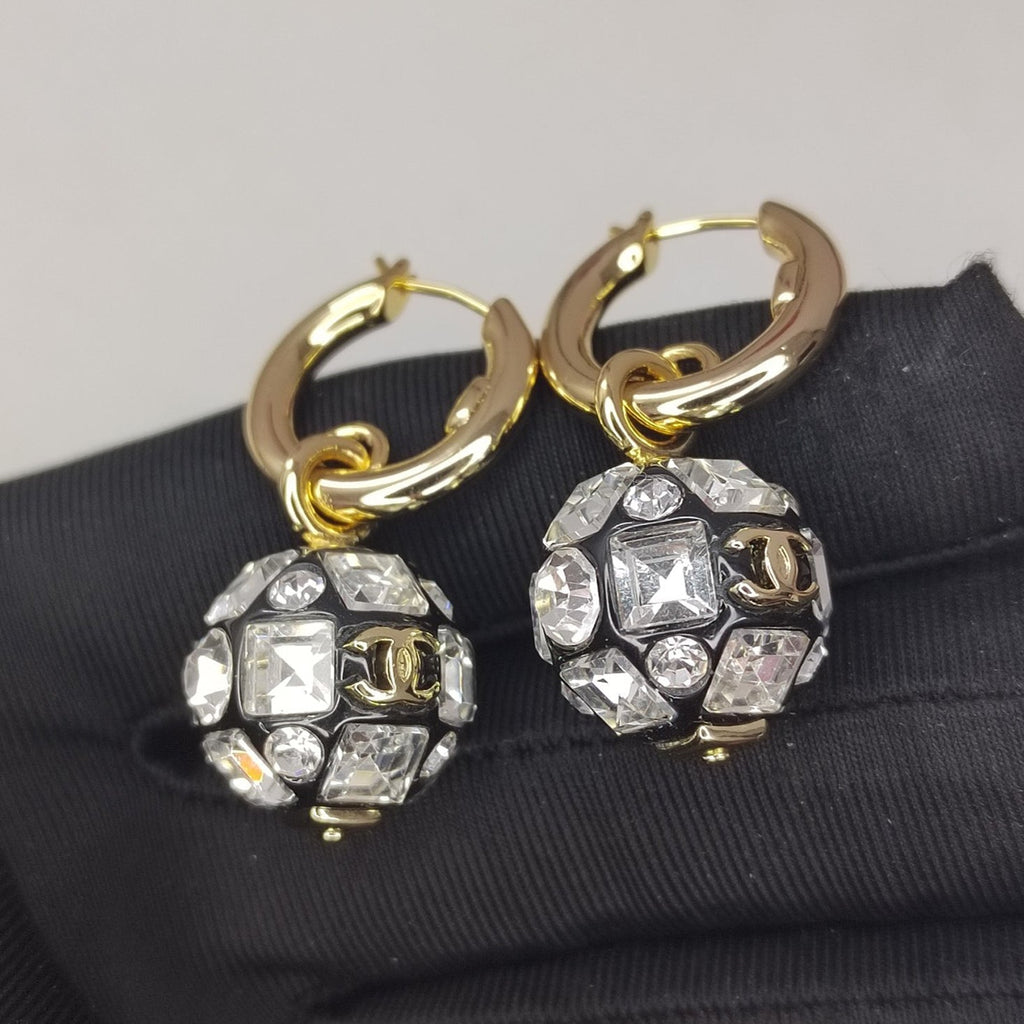 Chanel Ball Crystal Earrings - 18K Yellow Gold