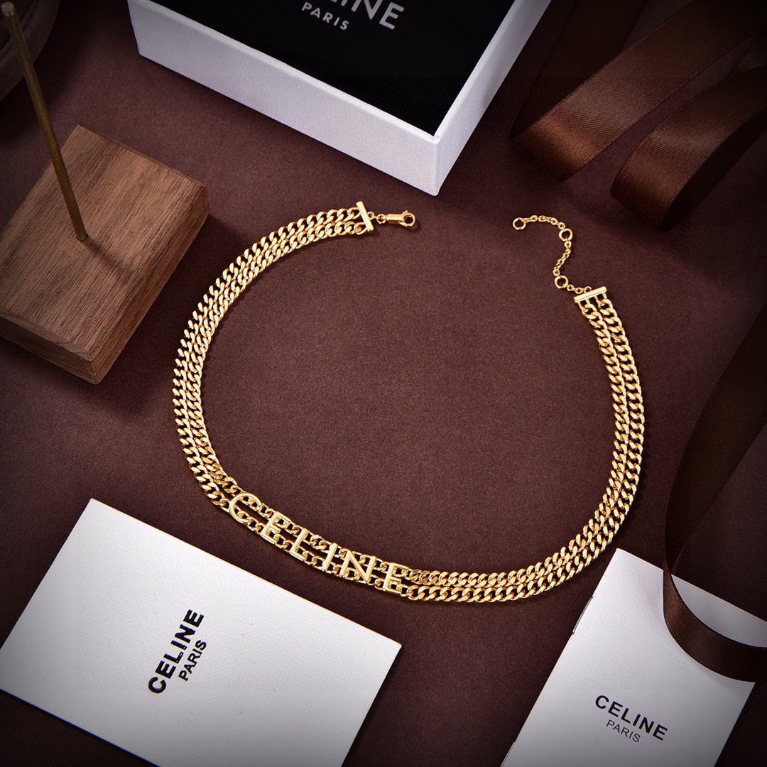 Celine Triomphe Script Choker Necklace