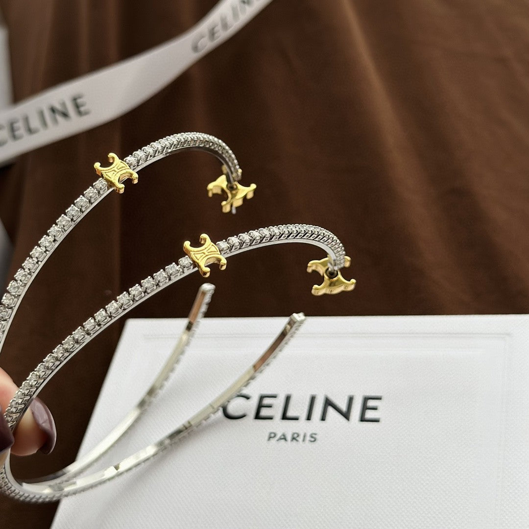 Celine Triomphe Gourmette Crystal Earrings