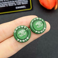 Chanel Green Round Earrings - 18K Yellow Gold