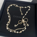 Chanel Bow Tie Pearl Necklace