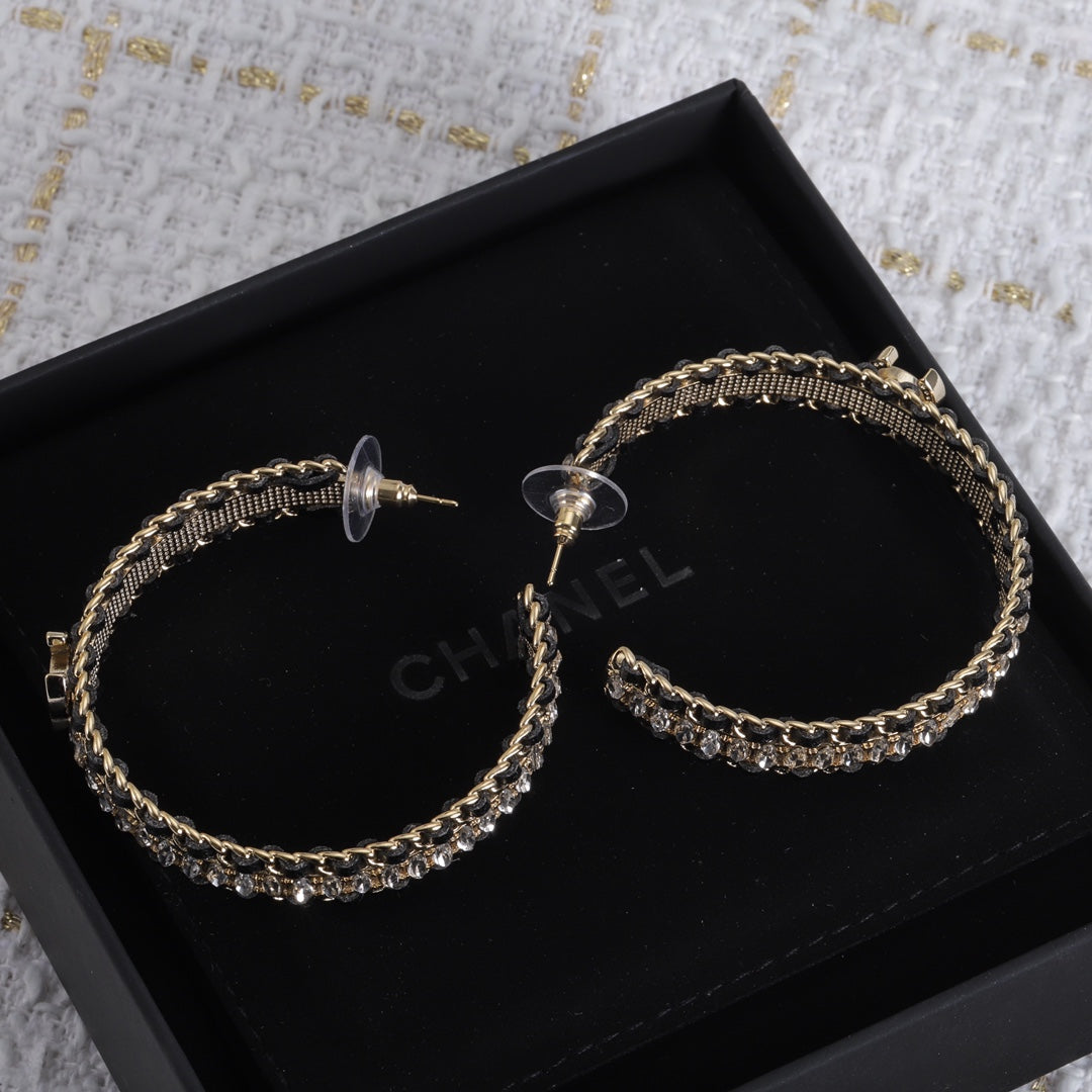 Chanel Leather Chain Earrings - 18K Yellow Gold