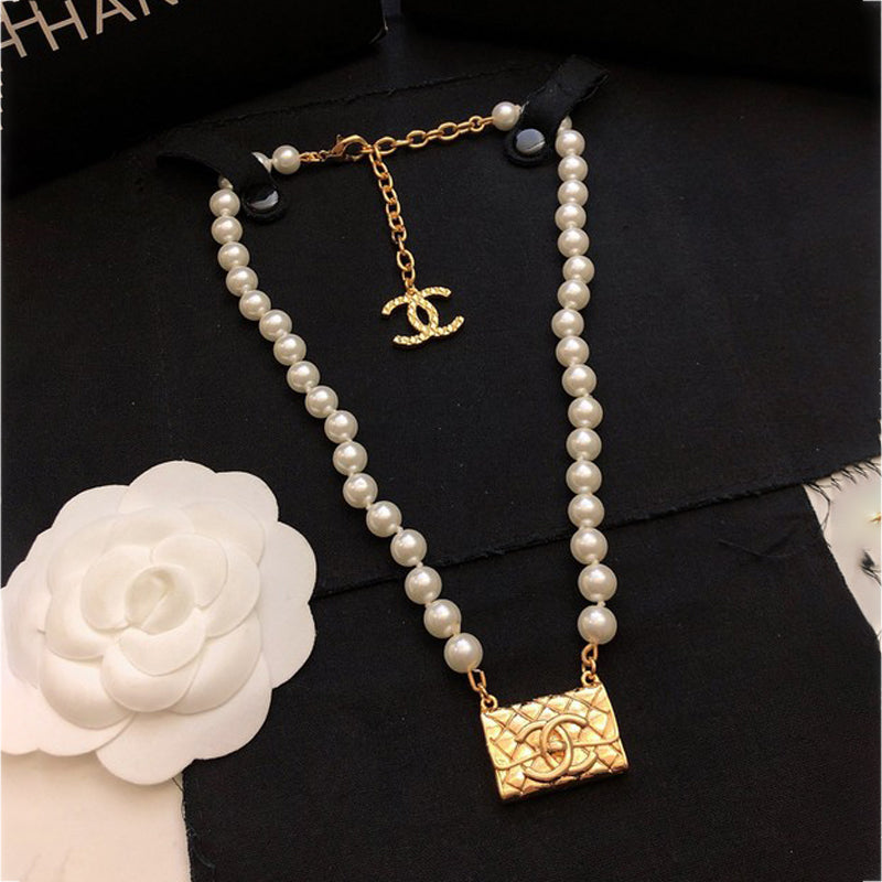 Chanel Pearl Bag Pendant Necklace