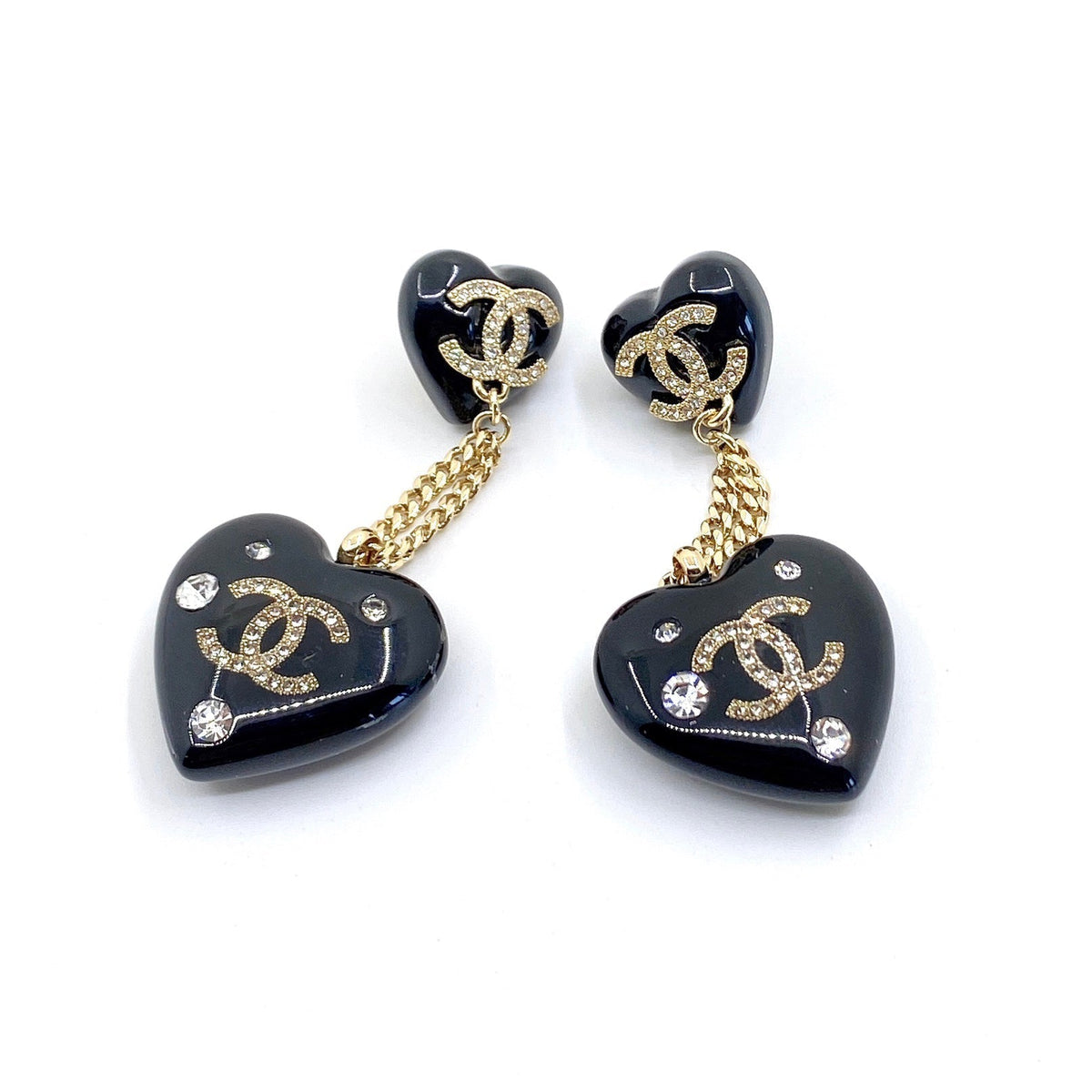 Chanel Heart Pendant Earrings - 18K Yellow Gold