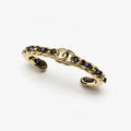 Chanel Black Leather Cuff Bracelet