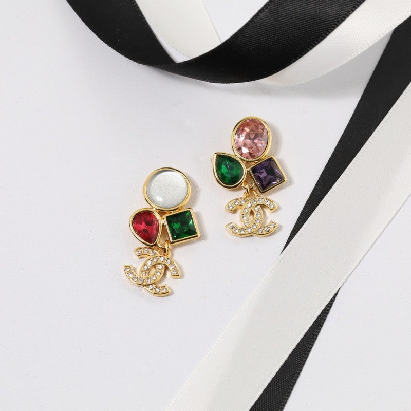 Chanel Color Crystal Earrings - 18K Yellow Gold