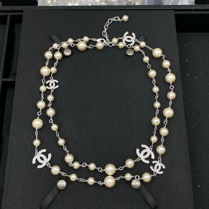 Chanel Long Pearl & Diamond Gold Necklace