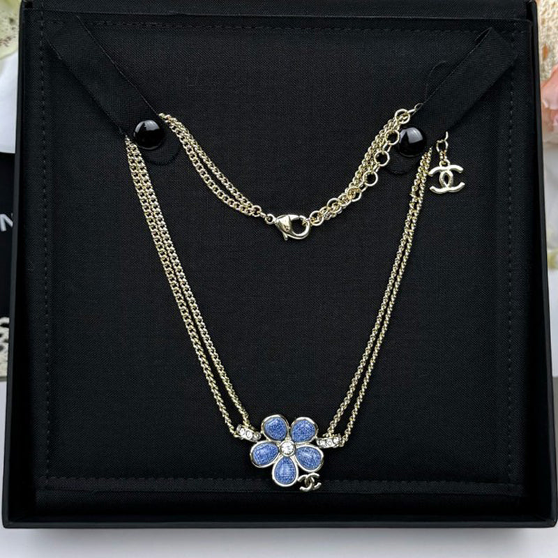 Chanel 26C Blue Flower Choker Necklace