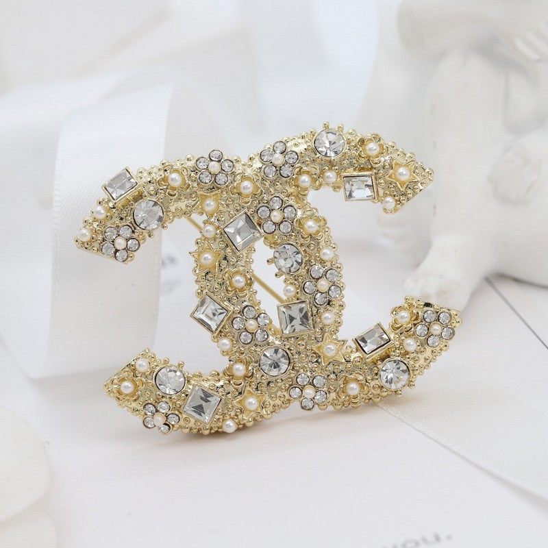 Chanel Crystal Gold Brooch