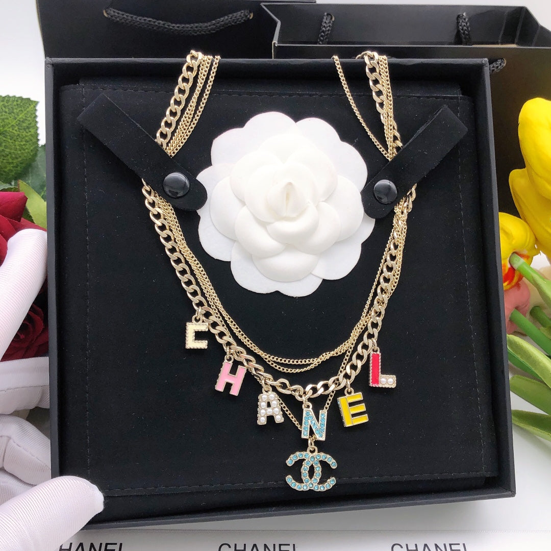 Chanel Color Typo Necklace