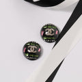 Chanel Black Round Earrings - 18K Yellow Gold