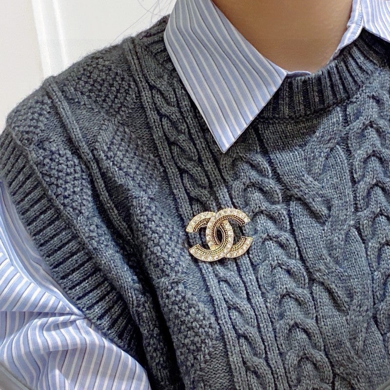Chanel Diamond Gold Brooch