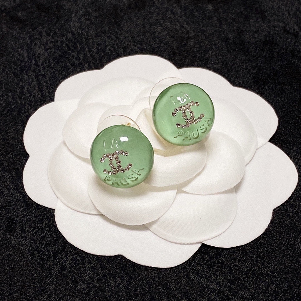 Chanel Green Earrings - 18K Yellow Gold