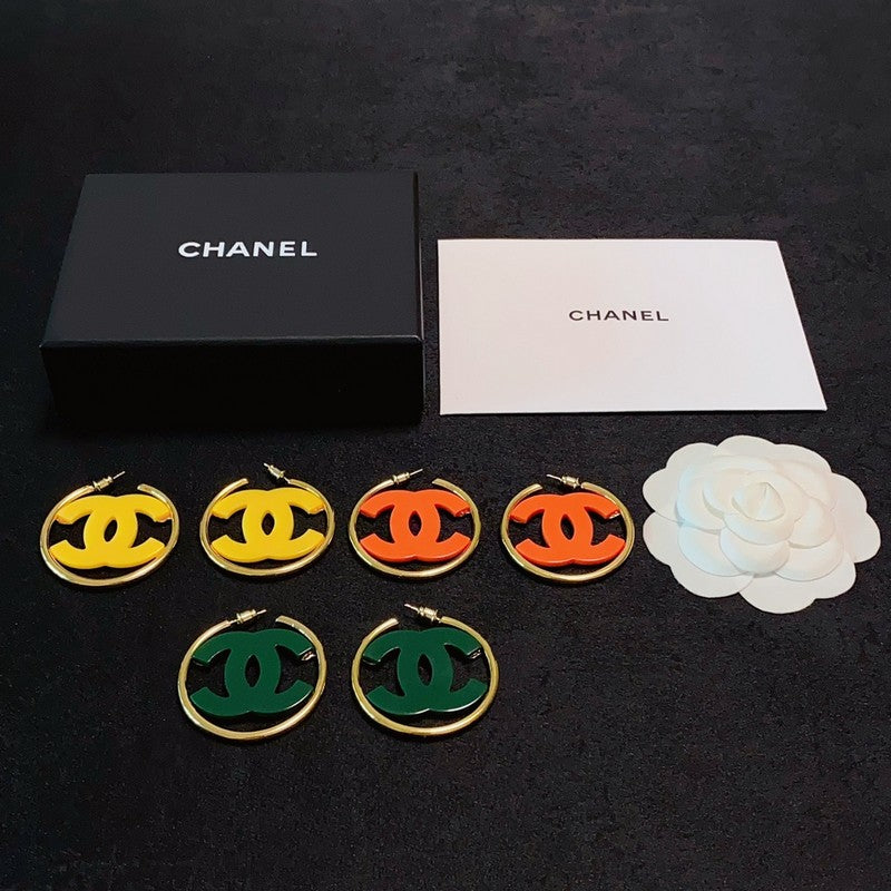 Chanel Color Logo Earrings - 18K Yellow Gold