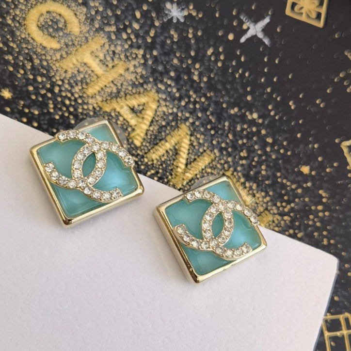 Chanel Blue Resin Earrings - 18K Yellow Gold
