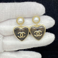 Chanel Pearl Heart Drop Earrings - 18K Gold