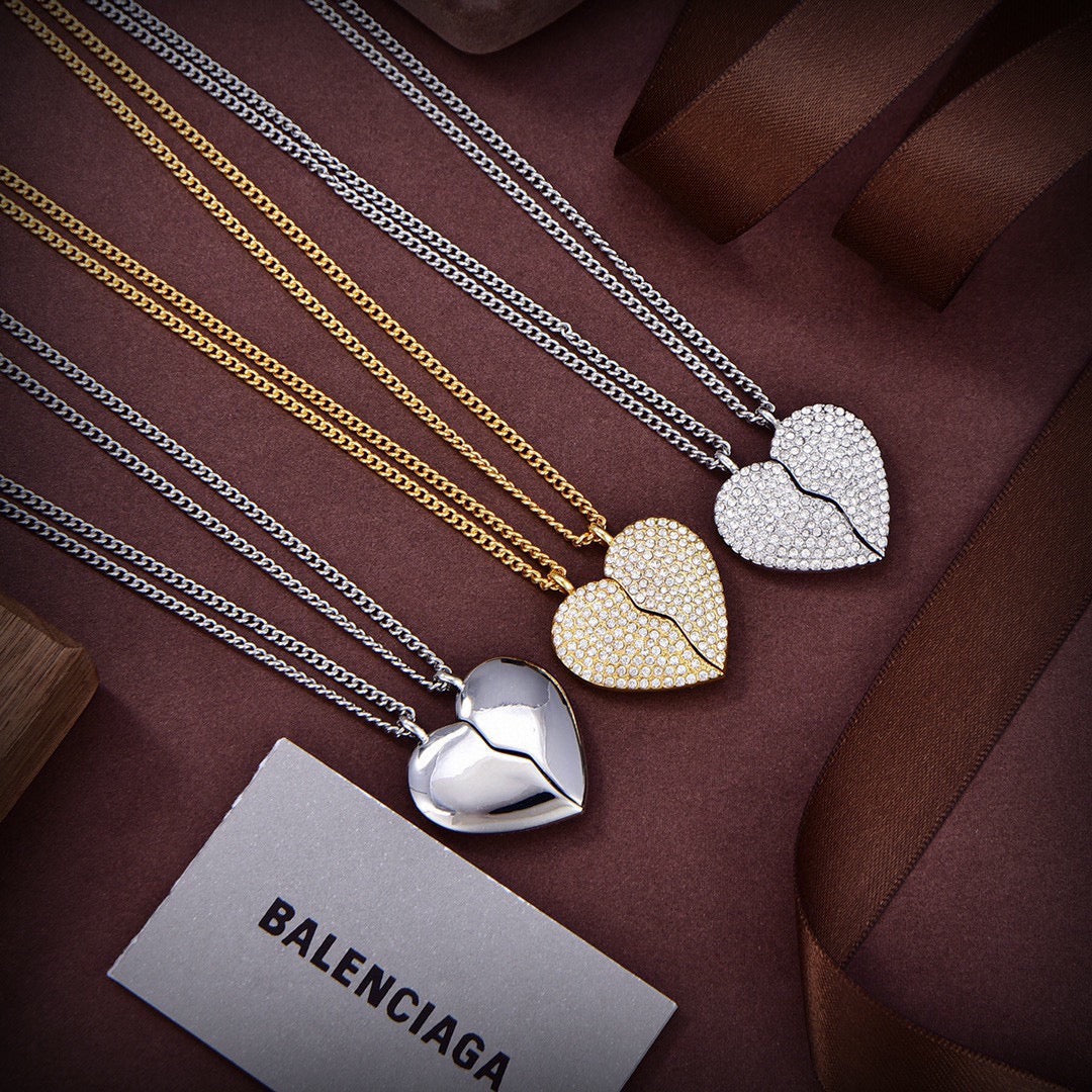 Balenciaga Lovelock Set of Two Silver-tone Crystal Necklaces