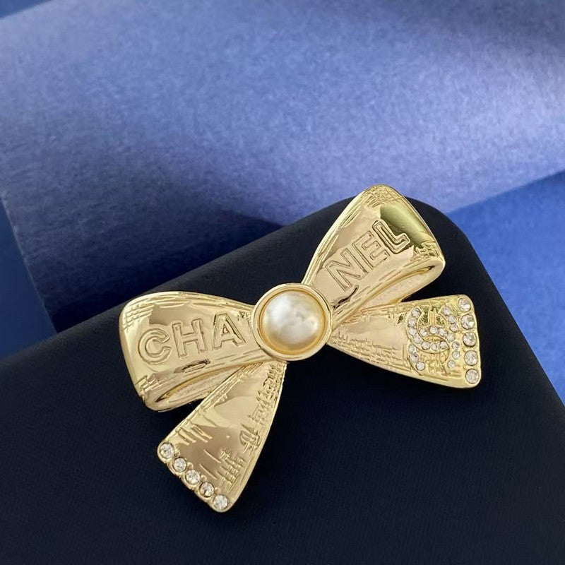 Chanel Bow Tie Gold Brooch