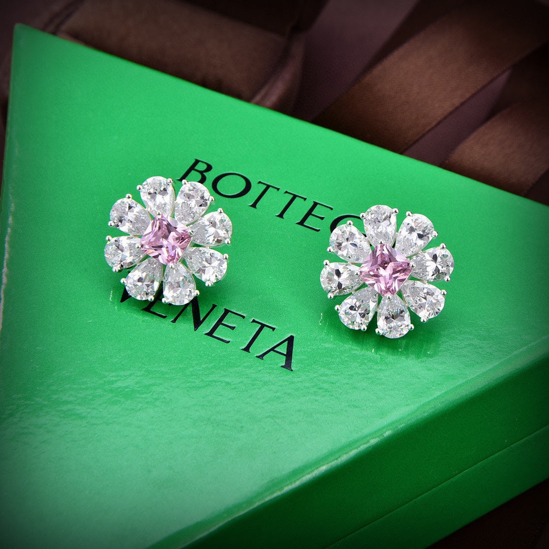 Bvlgari Pink Crystal Earrings - 18K White Gold
