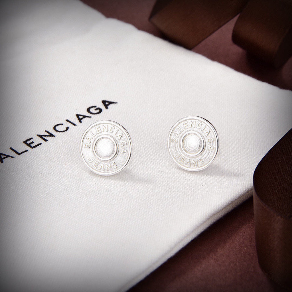 Balenciaga Circle Earrings - 18K White Gold