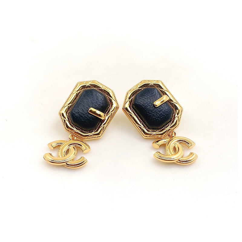 Chanel Pendant Leather Earrings - 18K Yellow Gold