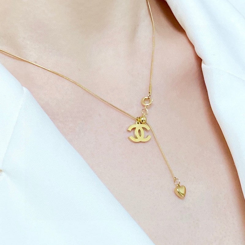 Chanel Heart Pendant Gold Necklace