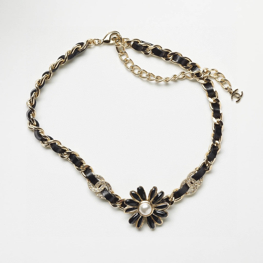 Chanel Black Daisy Necklace