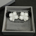 Balenciaga Flower Earrings - 18K White Gold