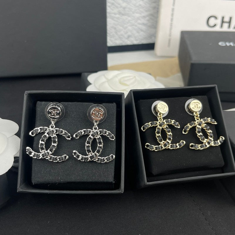 Chanel Leather Earrings - 18K Gold
